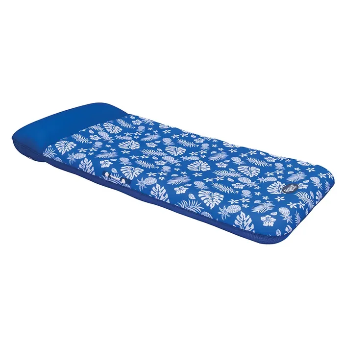 Aqua Leisure Supreme Oversized Controued Lounge Hibiscus Pineapple Royal Blue with Docking Attachment