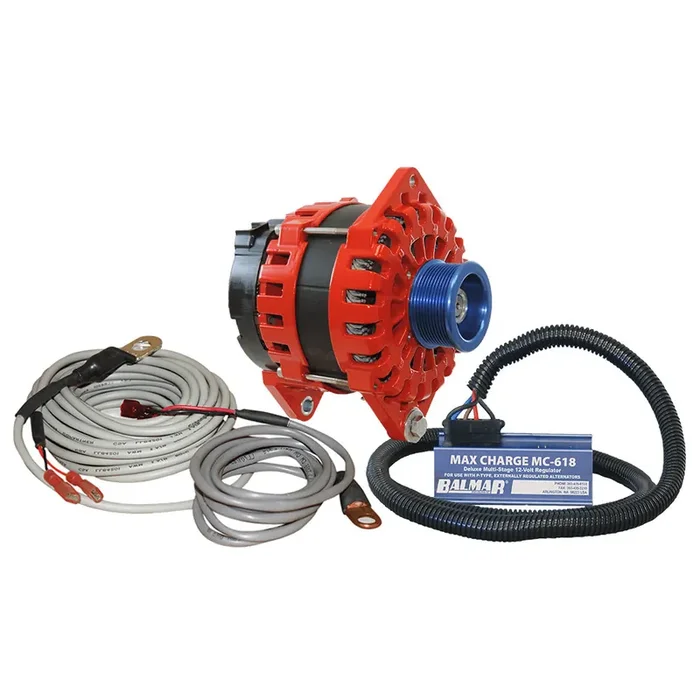 Balmar Alternator 250 AMP Kit 12V 3.15″ Dual Foot Saddle J10 Pulley Regulator & Temp Sensor – XT-DF-250-J10-KIT