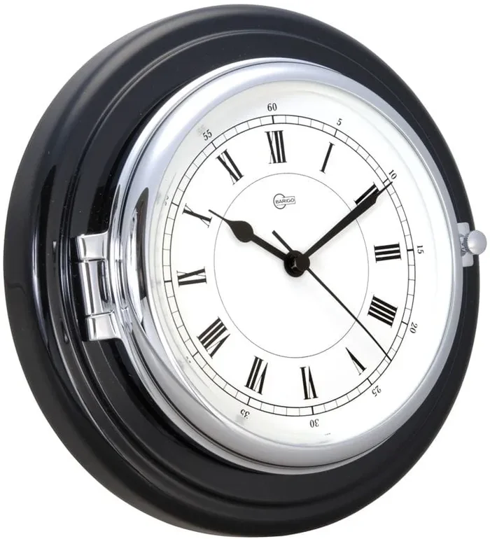 BARIGO CAPTAIN quartz clock Roman chrome-plated black plate