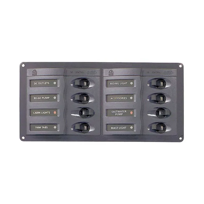 BEP Marine 901H 12V DC Switch panel 8 gangs 127x200x65mm UF63127G