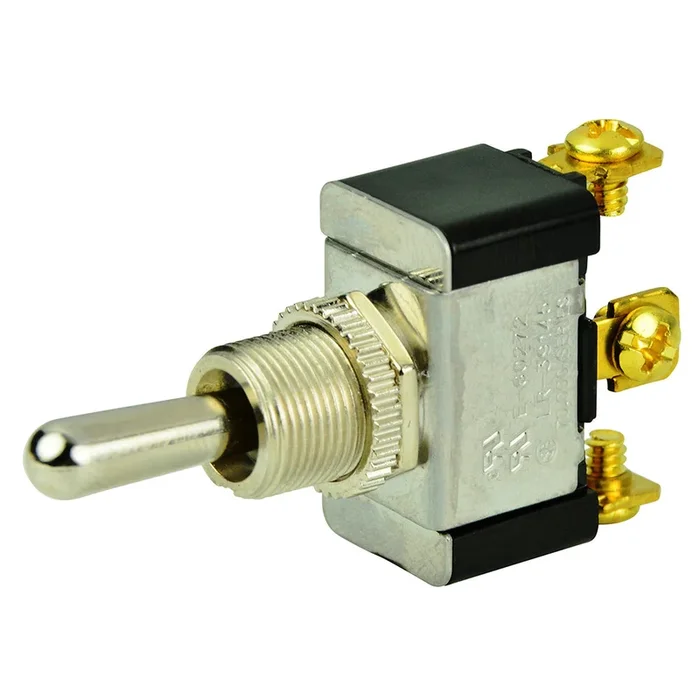 BEP SPDT Chrome Plated Toggle Switch – (ON)/OFF/(ON) [1002004]