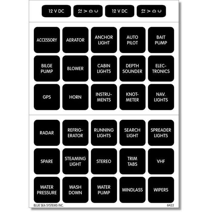 Blue Sea 4215 Square Format Label Set – 30