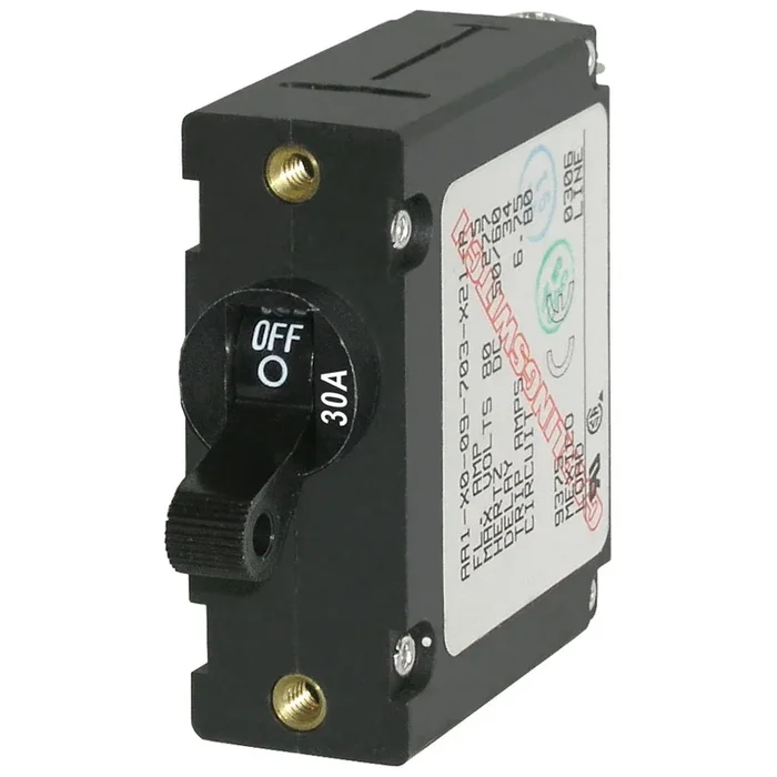 Blue Sea 7220 AC / DC Single Pole Magnetic World Circuit Breaker – 30 Amp