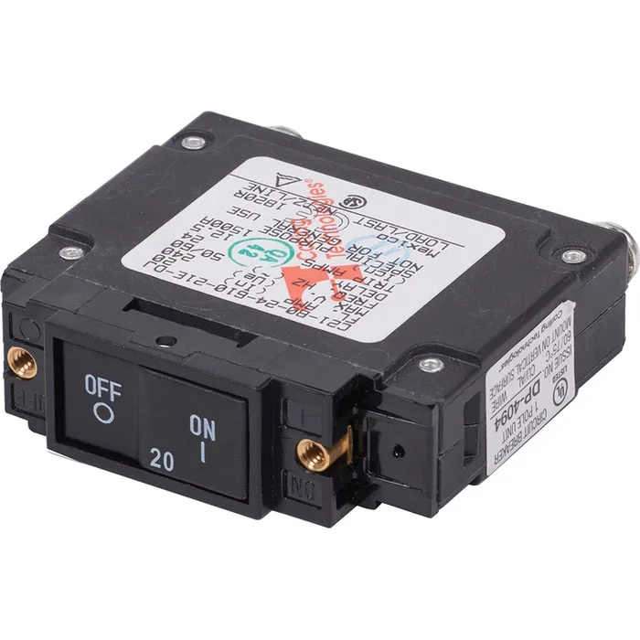 Blue Sea 7457 UL-489 Circuit Breaker – 20A Flat Rocker