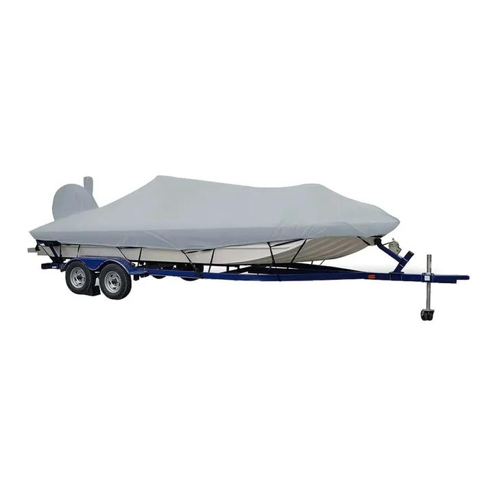Carver Sun-DURA Extra Wide Series Styled-to-Fit Boat Cover f/18.5‘ Aluminum Modified V Jon Boats – Grey – 71418XS-11