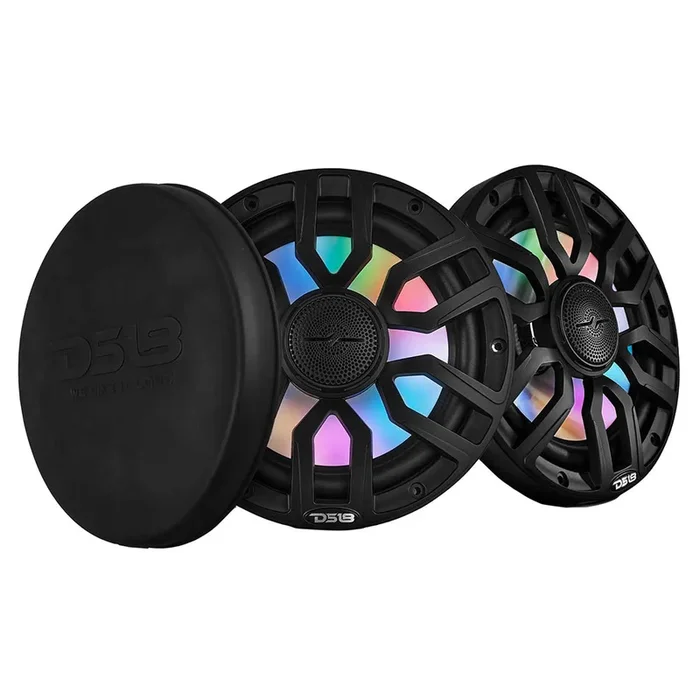 DS18 8″ 2-Way Coaxial Marine Speakers w/Digital LED Lights Bullet Tweeter – Black – 175W, 4-Ohm [NXL-IQ8/BK]