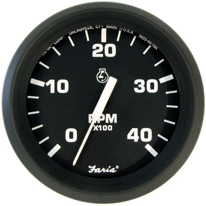 Faria Euro Black 4″ Tachometer – 4000 RPM (Diesel) (Mechanical Takeoff) – 32842