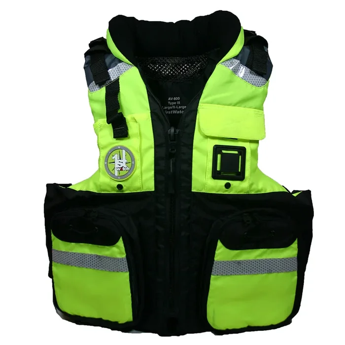 First Watch AV-800 Pro 4-Pocket Vest (USCG Type III) – Hi-Vis Yellow/Black – S/M
