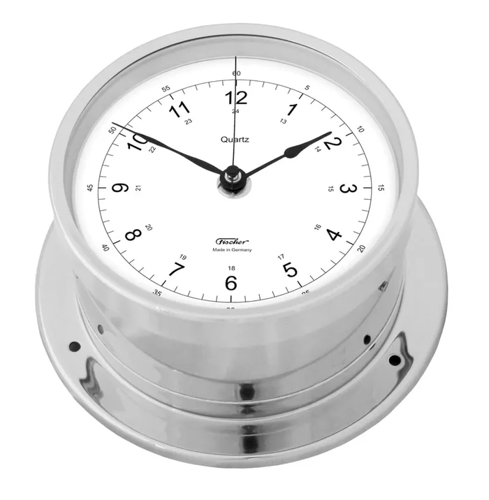 FISCHER 103PMU Quartz clock arabic chrome plated brass