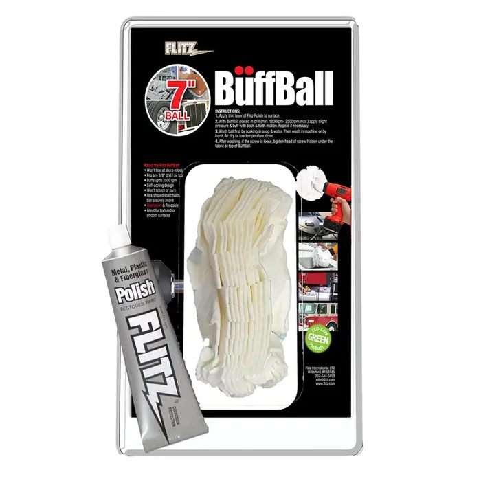 Flitz Buff Ball – Extra Large 7″ – Blue with 1.76oz Tube Flitz Polish – WB 201-50