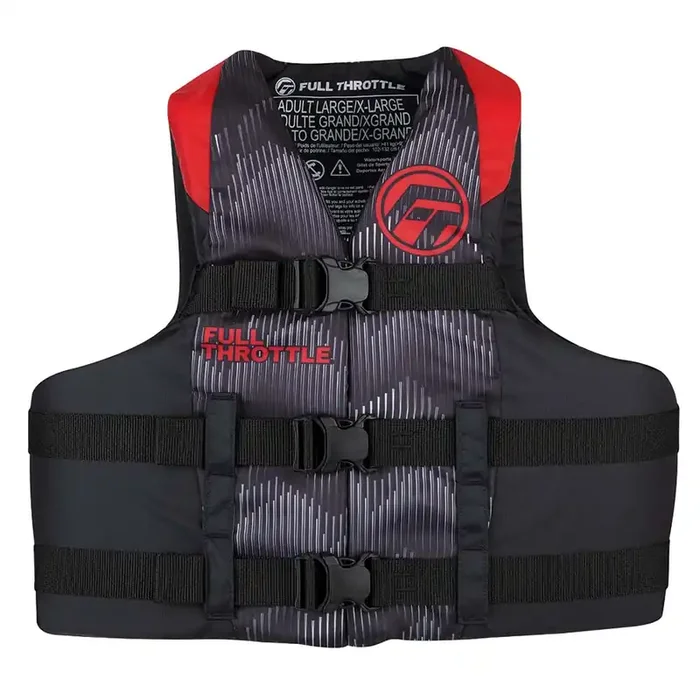 Full Throttle Adult Nylon Life Jacket – 4XL/7XL – Red/Black – 112200-100-110-22