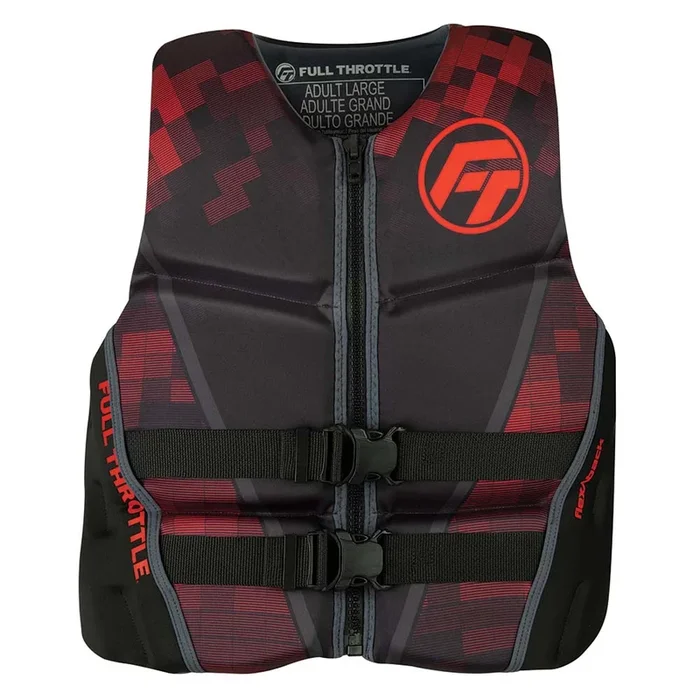 Full Throttle Men’s Rapid-Dry Flex-Back Life Jacket – M – Black/Red