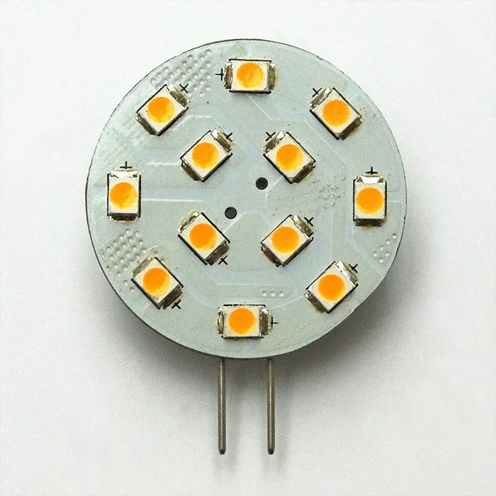 G4 12 SMD 2835 High Output LED Planar Disc Lamp: Side Pin