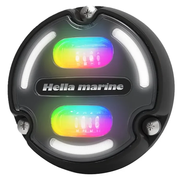 Hella Marine A2 RGB Underwater Light – 3000 Lumens – Black Housing – Charcoal Lens with Edge Light