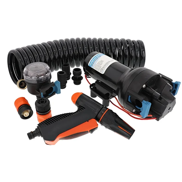 Jabsco HotShot HD6 Heavy Duty Washdown Pump with 25‘ HoseCoil – 12V – 6 GPM – 70 PSI – P601J-219N-4A