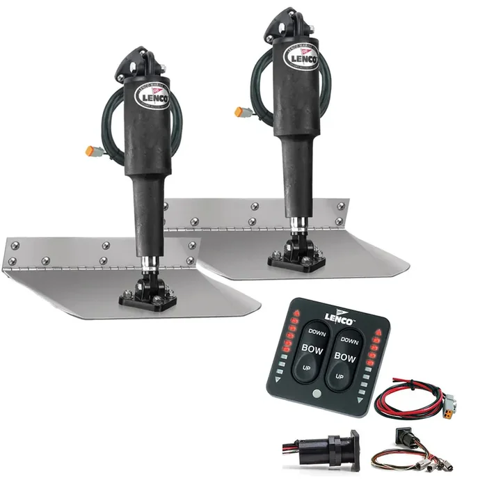 Lenco 9in x 18in Standard Trim Tab Kit with LED Indicator Switch Kit 12V