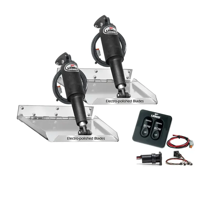 Lenco 9in x 9in Standard Performance Trim Tab Kit with Standard Tactile Switch Kit 12V