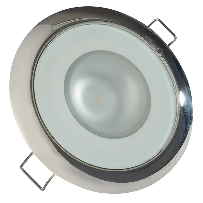 Lumitec Mirage – Flush Mount Down Light – Glass Finish/Polished SS Bezel – 3-Color Red/Blue Non-Dimming w/White Dimming [113118]