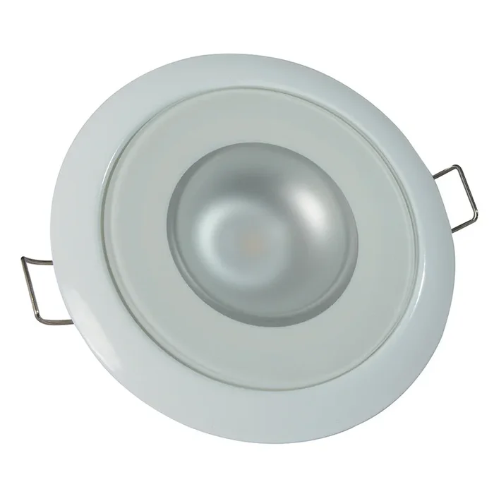 Lumitec Mirage – Flush Mount Down Light – Glass Finish/White Bezel – 3-Color Red/Blue Non-Dimming w/White Dimming [113128]