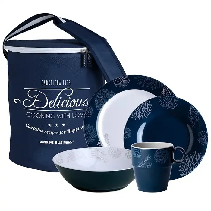 Marine Business Melamine Tableware Set and Basket – Living – Set of 24