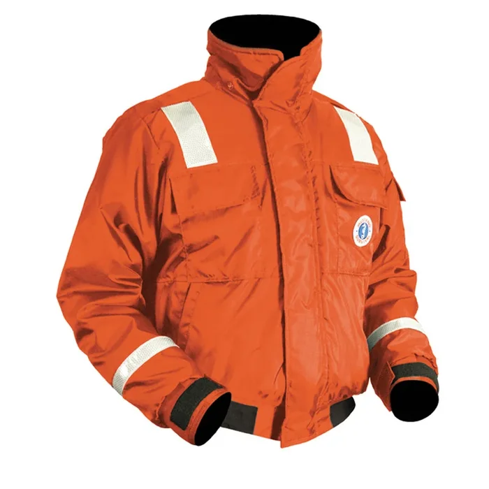 Mustang Classic Flotation Bomber Jacket w/SOLAS Tape – Orange – XL