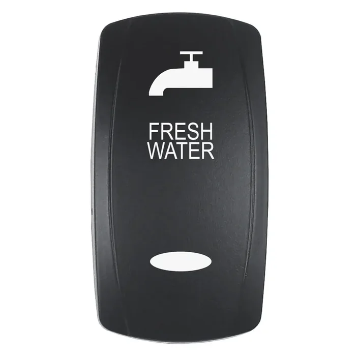 Pacer Actuator – ‘FRESH WATER‘ f/V Series Contura Switches – Black – Laser Etched (Top/Bottom Light)