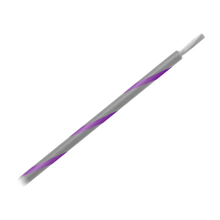 Pacer Group 14 AWG Striped Marine Wire 500 ft spool – Grey with Violet Stripe – WUL14GY-7-500