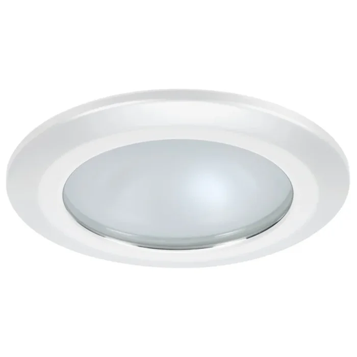 Quick Kor XP Downlight LED – 6W, IP66, Spring Mounted – Round White Bezel, Round Warm White Light