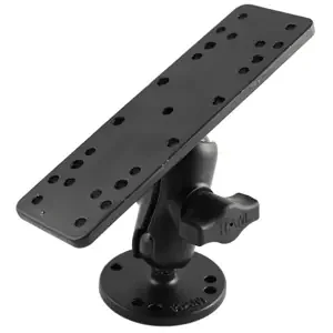 RAM Mount 1in Diameter Ball Mount with Short Double Socket Arm, 6.25in x 2in Rectangle Base & 2.5in Round Base (AMPS Pattern)