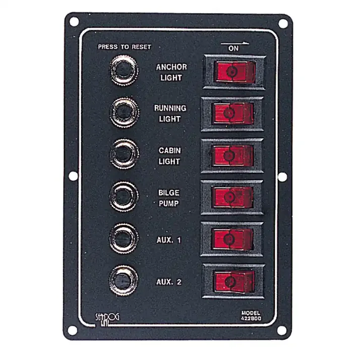 Sea-Dog Aluminum Circuit Breaker Panel – 6 Circuit