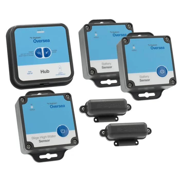 Skyhawk Oversea Fishing Bundle Hub – 1 Oversea Hub, 2 Battery Sensors, 2 Entry Sensors & 2 Bilge High-Water Sensors