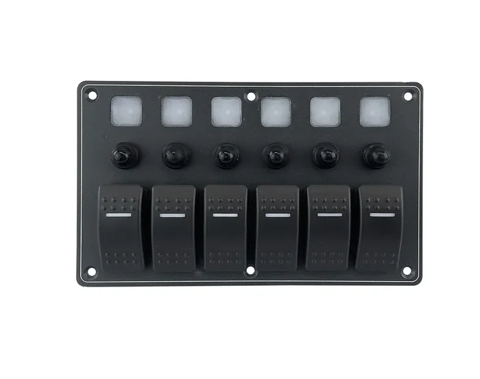 Switch Panel Alum. 6 Gang 12/24v