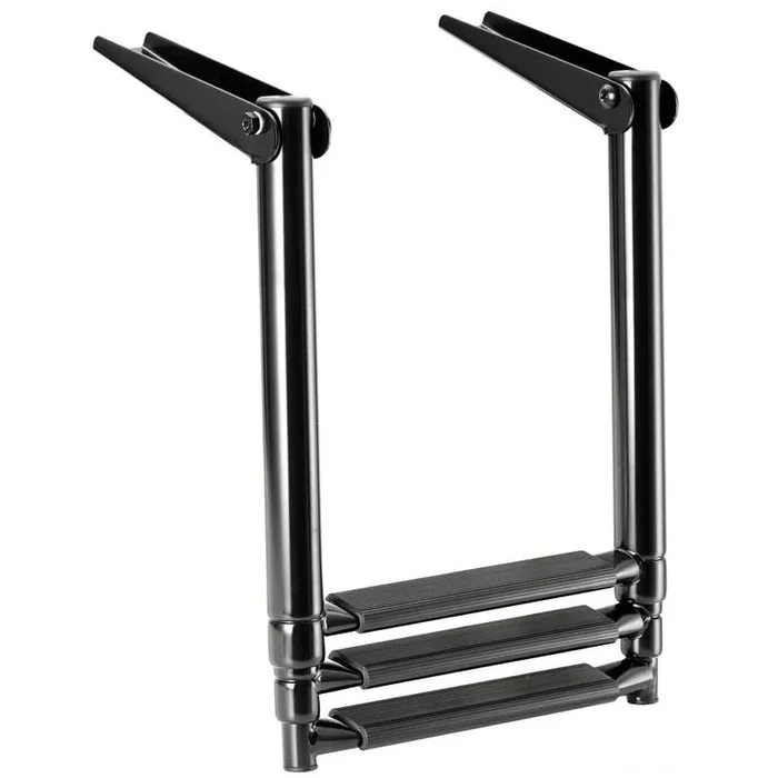 Telescopic AISI316 Stainless Steel Ladder with 3 Steps for Platforms – Osculati, Black Coating for Marine Use