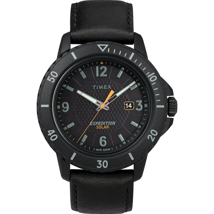 Timex Gallatin Solar Watch – Leather Strap/Black Dial