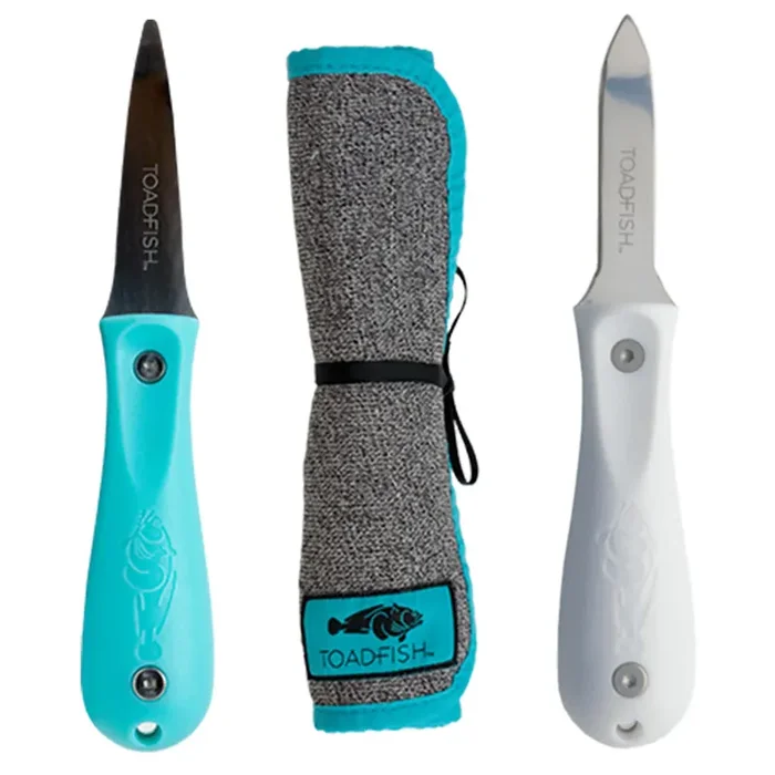 Toadfish Shucker‘s Bundle – Put ‘Em Back Oyster Knife, Professional Oyster Knife & Cut-Proof Shucking Cloth – 1014