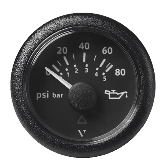 Veratron 52MM (2-1/16″) ViewLine Oil Pressure Gauge 80 PSI/5 Bar – Black Dial & Round Bezel