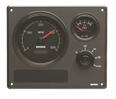 VETUS 2nd gen engine panel MP34, 12 V, 4 white instruments, (0-4000 ) MP34KBW2