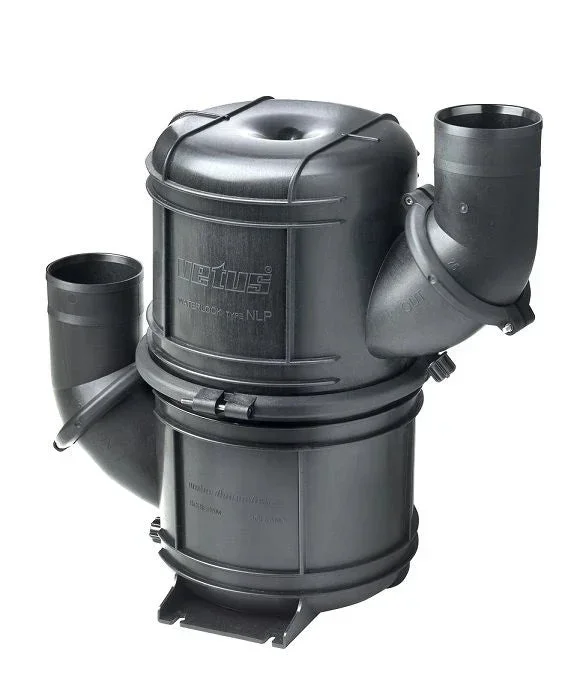 VETUS NAVIDURIN®LLOYDS approved, Black HD rotatable waterlock/muffler type NLP50S, with rotating inlet and outlet for Ø 50 mm hose NLP50SHD